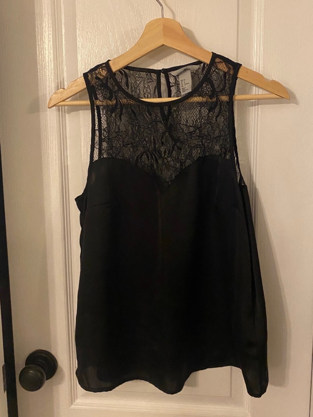Sleeveless Blouse with Lace Panel